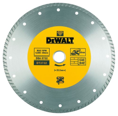 DeWALT Trockenschnitt-Turbo-Diamanttrennscheibe 180 x 22,2 mm DT3722