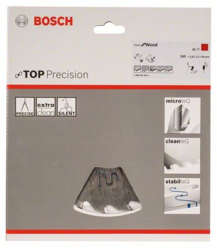 BOSCH Kreissägeblatt Top Precision Best for Wood 165 x 20 x 1,8 mm, 20 2608642385