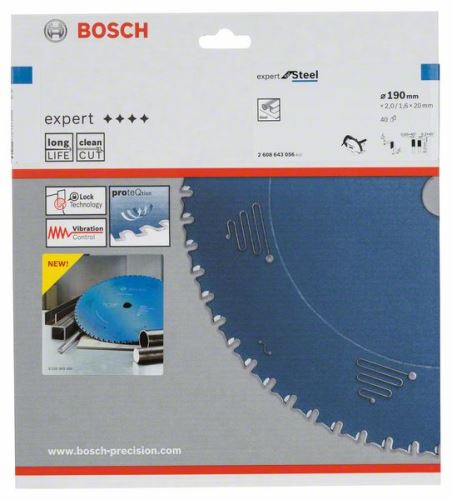 BOSCH Kreissägeblatt Expert für Stahl 190 x 20 x 2,0 mm, 40 2608643056