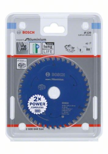 BOSCH Sägeblatt für Akku-Sägen; Experte für Aluminium 120x20x1,8/1,2x42T 2608644534