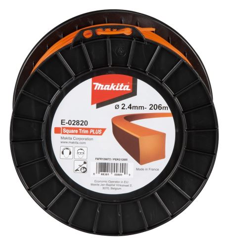 MAKITA Schnur Nylon Plus 2,4 mm, 206 m, orange, quadratisch E-02820