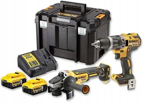 DeWALT Akku-Werkzeugset, Bohrmaschine DCD791 + Winkelschleifer DCG405 DCK2020P2T