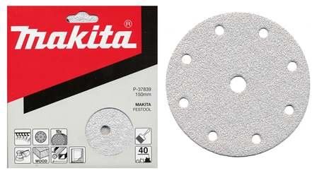 MAKITA Schleifpapier Klett 150 mm 9 Löcher K100, 10 Stück P-37867