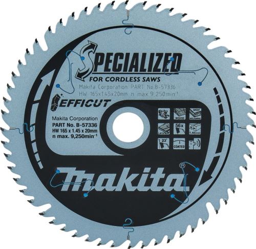 MAKITA Sägeblatt Efficut für Holz 165x20 56T B-57320