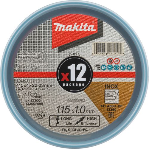 MAKITA Trennscheibe für Stahl und Edelstahl 115x1,0x22,23mm E-03034-12