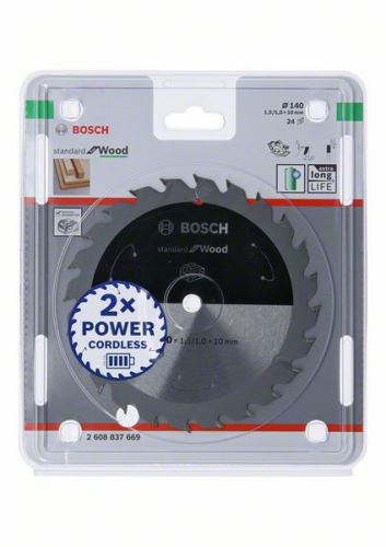 BOSCH Sägeblatt für Akku-Sägen; Standard für Holz 140x10x1,5/1,0x24T 2608837669