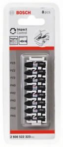 BOSCH Impact Control Schraubbits-Set, 8-teilig, 1×PH1;3×PH2;1×PH3;2×PZ2;1×PZ3 2608522323