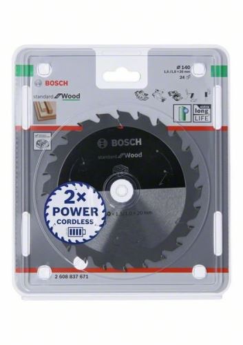 BOSCH Sägeblatt für Akku-Sägen; Standard für Holz 140x20x1,5/1,0x24T 2608837671