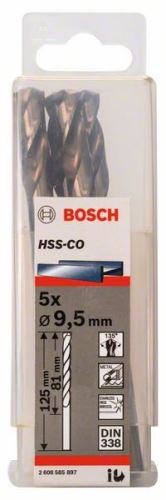 BOSCH Bohrer für Metall HSS-Co, DIN 338 9,5 x 81 x 125 mm (5 Stück) 2608585897