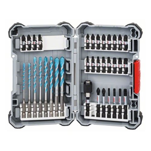 BOSCH 35-teiliges Pick&Click-Set aus Impact Control-Schraubendreherbits und Mehrzweckbohrern MultiConstruction 2607017570