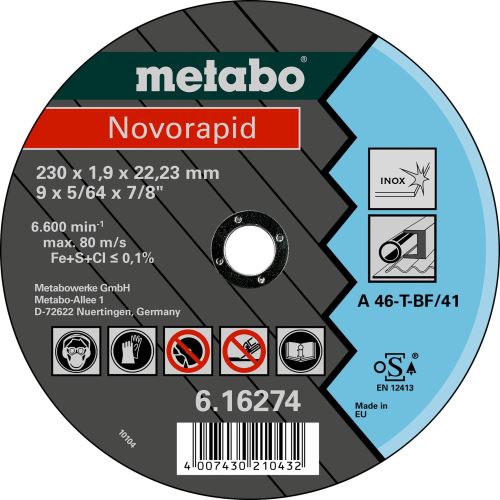 METABO Trennscheibe -NOVORAPID Inox 115x1,0x22,23 616270000