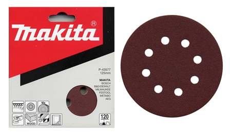 MAKITA Schleifpapier Klett 125 mm 8 Löcher K240, 10 Stück P-43599