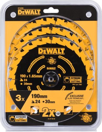 DeWALT Sägeblatt-Set (DT10304) 190 x 30 mm, 24 Zähne (3 Stück) DT10399