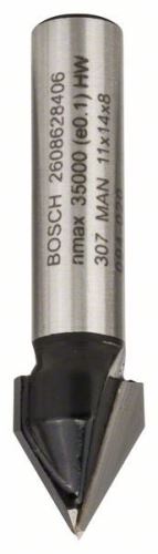 BOSCH V-Schlitzfräser 8 mm, D1 11 mm, L 14 mm, G 45 mm, 60° 2608628406