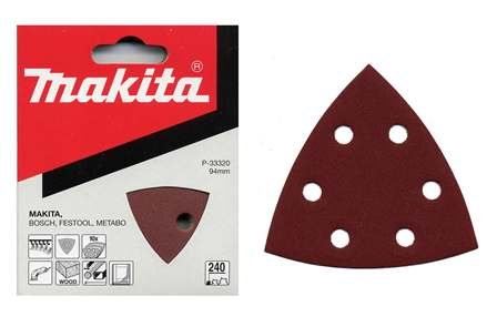 MAKITA Schleifpapier Klett 94x94x94 mm 6 Löcher K320, 10 Stück P-33336