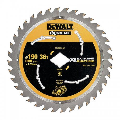 DeWALT Sägeblatt 190 mm, 36 Zähne für Akku-Sägen DT40271 DT40271