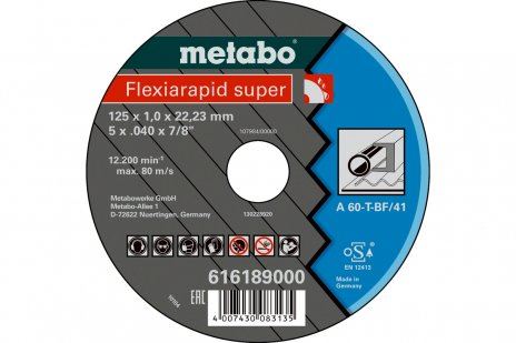 METABO Schleifscheibe Flexiarapid SUPER 125 x 1,6 x 22,23 Stahl, TF 41 616192000