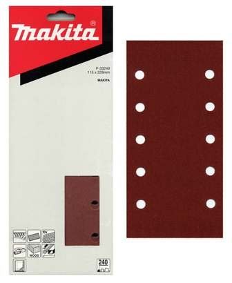 MAKITA Schleifpapier Klett 115x229 mm 10 Löcher K240, 10 Stück P-33249