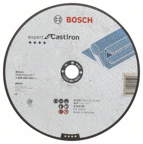 BOSCH Trennscheibe gerade Expert für Gusseisen AS 24 R BF, 230 mm, 3,0 mm 2608600546