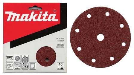 MAKITA Schleifpapier Klett 150 mm 9 Löcher K220, 10 Stück P-31980