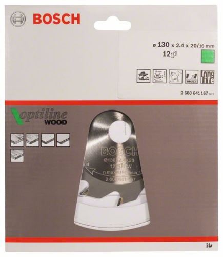 BOSCH Sägeblatt Optiline Wood 130 x 20/16 x 2,4 mm, 12 2608641167