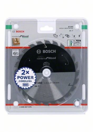 BOSCH Sägeblatt für Akku-Sägen; Standard für Holz 160x20/15,875x1,5/1,0x24T 2608837676