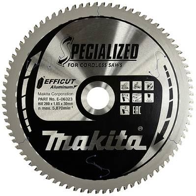 MAKITA Sägeblatt Aluminium Efficut 260x1,85x30 mm 81 Zähne E-06323