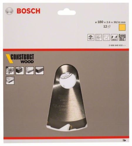 BOSCH Sägeblatt Construct Wood 180 x 30/20 x 2,6 mm; 12 2608640632