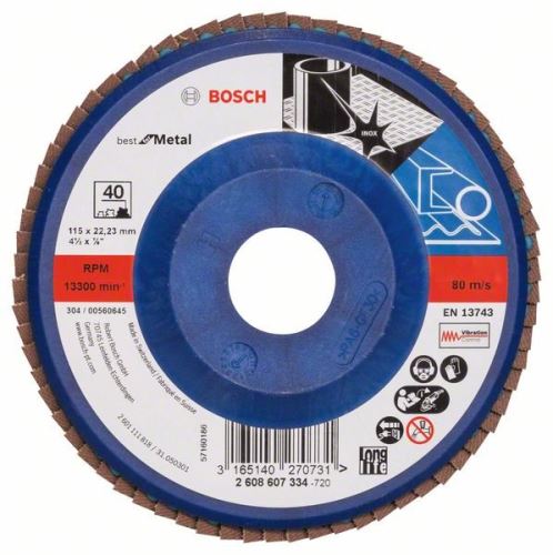 BOSCH Lamellenschleifscheibe X571, Best for Metal D = 115 mm; G = 40, gleich 2608607334