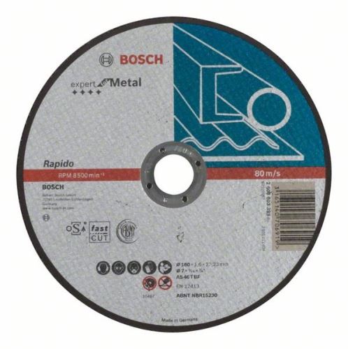 BOSCH Trennscheibe gerade Expert for Metal – Rapido AS 46 T BF, 180 mm, 1,6 mm 2608603399