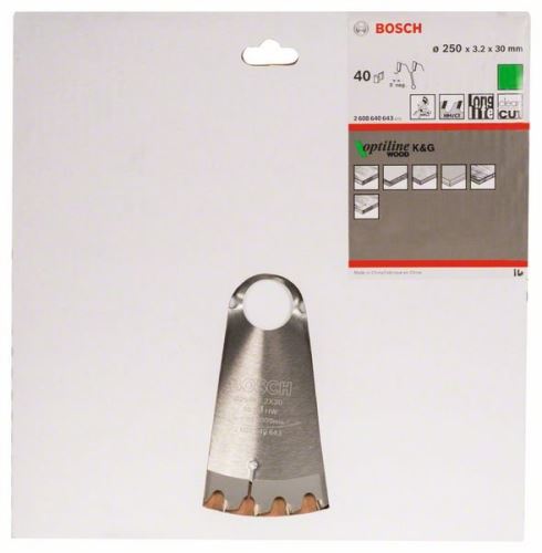 BOSCH Sägeblatt Optiline Wood 250 x 30 x 3,2 mm, 40 2608640643