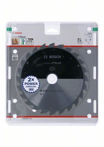 BOSCH Sägeblatt für Akku-Sägen; Standard für Holz 216x30x1,7/1,2x24T 2608837721