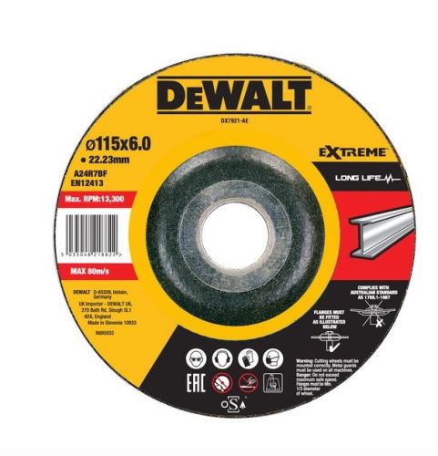 DeWALT Metallschleifscheibe EXTREME konvex 115 x 6 x 22,23 mm DX7921