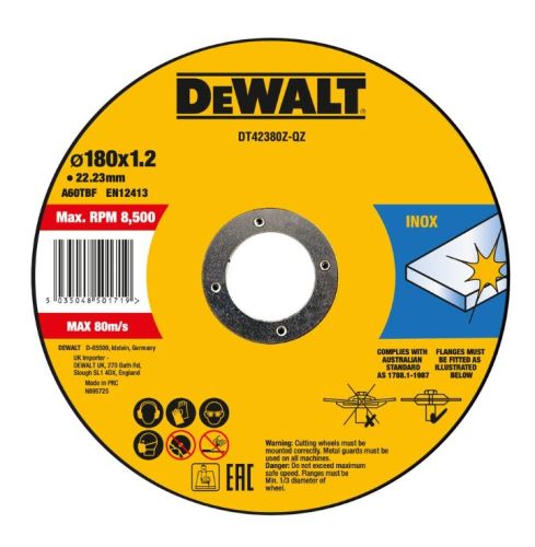 DeWALT Trennscheibe für Edelstahl INOX 180 x 6 x 22,23 mm DT42380Z