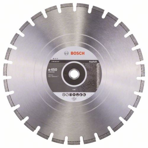 BOSCH Diamanttrennscheibe Standard für Asphalt 450 x 25,40 x 3,2 x 10 mm 2608602627