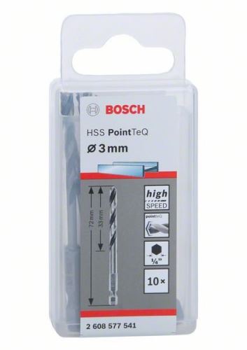 BOSCH Bohrer für Metall HSS PointTeQ HEX mit 6-Punkt-Schaft; 3,0 mm 2608577541