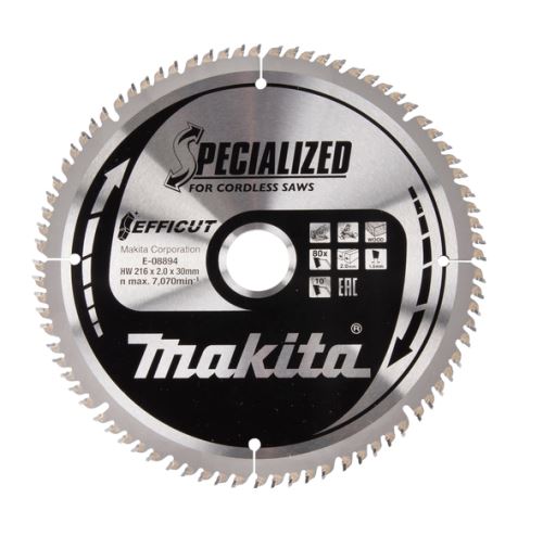 MAKITA Holzsägeblatt Efficut 216x2x30 mm 80 Zähne E-08894