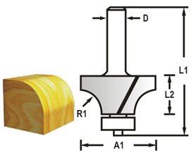 MAKITA Abrundfräser mit Lagerschaft 8 mm, 19x9,5x53 mm R 32 mm D-48359