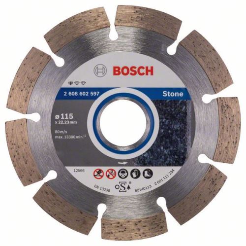 BOSCH Diamant-Trennscheibe Standard für Stein 125 x 22,23 x 1,6 x 10 mm 2608602598