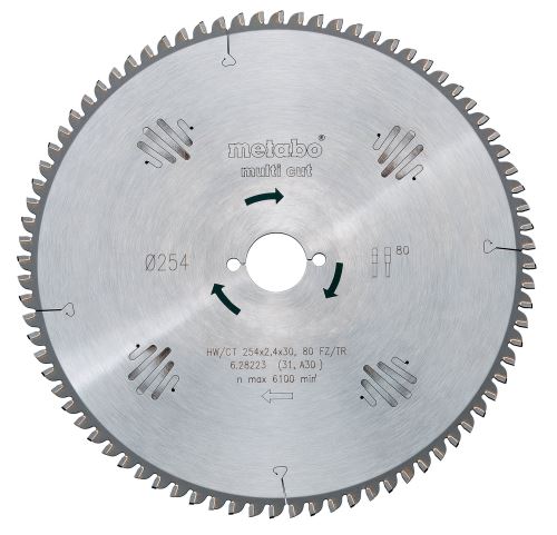 METABO Sägeblatt „Multi Cut – Profi“, 250 x 30 mm, 80 Zähne, 10° 628087000