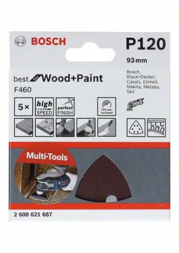 BOSCH Schleifpapier F460 BfWP, G180, 93 mm (5 Stück) 2608621688