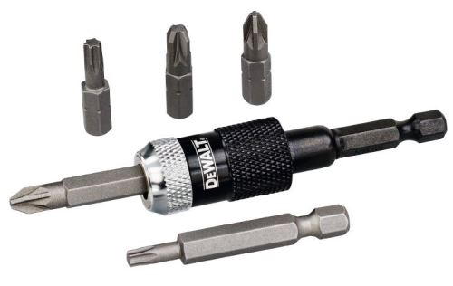 DeWALT Bit-Set (6 Stück) / Schnellwechseladapter + 25 mm Bits: Pz2, Pz3, T25, 50 mm: Pz2, T20 / DT71514