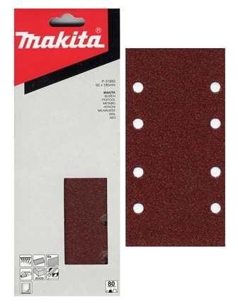 MAKITA Schleifpapier Klett 93x185 mm 8 Löcher K120, 10 Stück P-35891