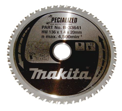 MAKITA Sägeblatt Stahl SPECIALIZED 136x1,4x20 mm 50 Zähne B-33641