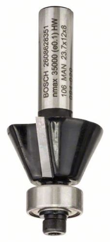 BOSCH Facetten-/Kantenfräser 8 mm, D1 23,7 mm, B 5,5 mm, L 12 mm, G 54 mm, 25° 2608628351