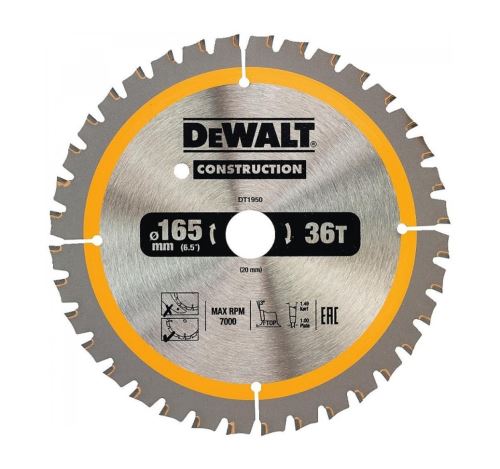 DeWALT Sägeblatt für Holz, 165 x 20 mm, 40 Zähne, FTOP 3°, Blattbreite 1 mm DT1950