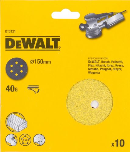 DeWALT Klett-Schleifscheibe K320, 150 mm, 6 Löcher (25 Stück) DT3138