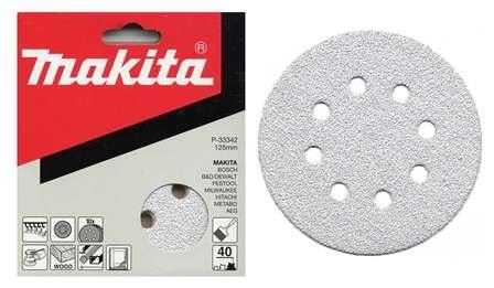 MAKITA Schleifpapier Klett 125 mm 8 Löcher K120, 10 Stück P-33386