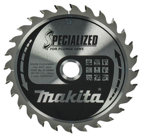 MAKITA Holzsägeblatt SPECIALIZED 165x2,2x20 mm 28 Zähne für Tauchsägen B-33009