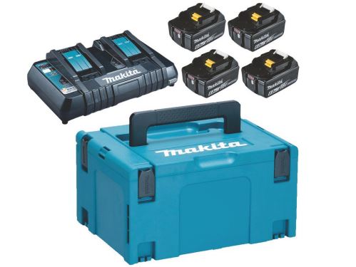 MAKITA Li-ion LXT 18V Set 4 Stk. BL1860B+1 Stk. Doppelladegerät DC18RD+1 Stk. Makpac 198091-4